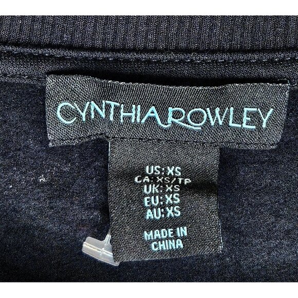 Cynthia Rowley Womens Black Long Sleeve Top With Colorful Sequin "Merry & Bright - Picture 6 of 7